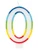 Rainbow Border Numeral Candle - 0. These white molded candles feature a raised border with rainbow segments for a unique look. Numbers measure about 2.75in.