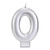 Metallic Silver Number Candle - 0. These molded number candles feature a shimmering silver finish. Pair together 2 for double digit ages! Measures 3.25in.