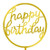 Style 5. Gold Acrylic Happy Birthday Cake Topper. This metallic gold acrylic cake topper features "Happy Birthday" in a variety of styles. Remove any protective film before use. Underside is silver when blue protective film is removed. Desired style not guaranteed. Ranges in measurement between 4.75in - 5.5in.