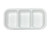 Beaded Pearl Melamine Chip N Dip Tray. This sturdy, reusable, rounded rectangle, hard plastic tray features a creamy white color with a beaded border and three sections. Package includes 1 count tray measuring about 12in long x 6in wide x 1.75in tall.