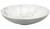 Melamine Marble Serving Bowl. This sturdy, reusable, slightly organically round, hard plastic bowl features a white marble finish. Package includes 1 count bowl measuring about 12in in diameter x 3.1in tall.