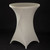 Ivory Spandex Round Cocktail Tablecover - 31in. Designed to fit snugly over smaller round cocktail tables and their legs, this stretch-fit cover stays in place and creates a stylish silhouette. Available in sizes that are ideal for a table 24in in diameter or 31in in diameter by 43in tall.