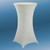 Ivory Spandex Round Cocktail Tablecover - 24in. Designed to fit snugly over smaller round cocktail tables and their legs, this stretch-fit cover stays in place and creates a stylish silhouette. Available in sizes that are ideal for a table 24in in diameter or 31in in diameter by 43in tall.