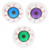Squishy Eyeball Stress Ball. Available with a purple, blue, or green iris, this white stress ball has eerie red veins. Desired color not guaranteed. Package includes 1 count toy measuring 2.25in.