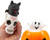 Halloween Pop Out Toy - after being squeezed. Available as a Jack O Lantern with a little ghost or a skull with a little bat, the little character pops out when this toy is squeezed. Desired style not guaranteed. Package includes 1 count toy measuring about 2in before being squeezed.