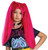 K Pop Demon Hunters Mira Child Wig. This long synthetic hair magenta wig includes two high pigtails and two strands that frame the sides of the face. Package includes wig only. One size fits most children.