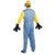 Despicable Me Minion Deluxe Adult Stuart costume. This polyester costume includes a printed jumpsuit, a yellow beanie with hair, character goggles with one eye, and a pair of three finger black gloves. Shoes not included. Available in adult sizes Medium (38 - 40) and X Large (42 - 46).