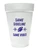 Bayou Bromance Styrofoam Cups. 16 oz white Styrofoam Cups, one side featuring two coaches sitting on a tiger underneath the text "BAYOU BROMANCE" and the other side with a football shape in a heartbeat scan between the lines of text "SAME SIDELINE SAME VIBES" all in purple ink. Each sleeve includes 25 durable cups, perfect for hot or cold drinks at your tailgate.
