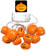Halloween String Lights - Jack O Lantern. These indoor lights feature ten plastic shapes of either orange Jack O Lanterns or white eyeballs with blue irises that light up with a batterie operated switch. Two AA batteries required, not included. Desired style not guaranteed. Package includes one count strand of lights measuring about 62.2in.