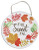 Harvest Round Hanging Plaque - Fall Sweet Fall. Available in two designs, this white, round medium density fiberboard features a burlap string for hanging. Choose between a trim of fall foliage around "FALL Sweet FALL" in gold or "gather" in gold script above a group of pumpkins. Desired style not guaranteed. Package includes 1 count decoration measuring about 11.7in.