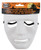 Expressionless Face Mask - White. This molded plastic mask with a black elastic band features full face coverage with eye and mouth holes, a little bit of texture over the eyes as eyebrows. Available in Black, White, or Glow in the Dark Green (must be exposed to light for a period of time). Desired color not guaranteed. Mask measures 6.75in x 7in. One size fits most.