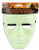 Expressionless Face Mask - Glow in the Dark Green. This molded plastic mask with a black elastic band features full face coverage with eye and mouth holes, a little bit of texture over the eyes as eyebrows. Available in Black, White, or Glow in the Dark Green (must be exposed to light for a period of time). Desired color not guaranteed. Mask measures 6.75in x 7in. One size fits most.
