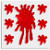 Halloween Bloody Gel Clings - Splatter. With a choice between a set that includes the shapes of large hands, small hands, splatter, or feet, these are red decals made from synthetic rubber with static cling. Desired style not guaranteed. Sheet measures about 7.5in.