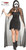 Ghost Face 30th Anniversary Adult costume. This polyester costume includes a shimmery black dress with a ragged hem, a white mask with black glitter accents, and a black sheer hooded sparkle cape with a tie closure. Knife and shoes not included. Adult sizes include Small 4 - 6, Medium 8 - 10, and Large 12 - 14.