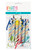 Fringe Party Blowouts. Each paper blowout features a white end with multicolor dot confetti, a solid color fringe trim, and a silver foil handle with multicolor diagonal stripes. Amount of each solid color will vary. Package includes 6 count total favors measuring about 5in when not extended.