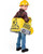 Excavator Child Costume. This yellow, plush three dimensional excavator piece with printed details features black straps to fit over the shoulders, as well as a button to turn on/off a recorded sound of heavy machinery. It also includes a classic yellow plastic construction hat (for novelty use only, not to be used as a protective device). Batteries included. Costume includes excavator piece and hat only. One size fits most children 3 - 5 years.