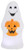 Light-Up Ghost With Jack O Lantern Figure. This white, smiling plastic blow mold ghost holding an orange Jack O Lantern features a warm LED glow. Requires 3 AA batteries, not included. Measures 12.25in tall x 5.75in wide x 4.75in thick.