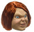 Adult Chucky Mask. This detailed latex mask with a menacing expression includes attached synthetic red hair. One size fits most adults.