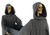 Two Standing Skeleton Reapers Carrying a Coffin Halloween Decoration. These plastic skeletons draped in gray hoods and gauze are frozen in a position where they carry a classic open coffin, which you can use as a cooler. Requires assembly. Dimensions: 5ft x 5ft 5in.