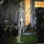 Metal Pose N Stay Skeleton Stand with example skeleton (not included). This off white frame features supports for most life size skeleton decorations, increasing the amount of poses you can create. Assembly required. Measures about 11in x 12.5in x 43in.