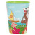 Moana Plastic Favor Cup. This green plastic cup features a wrap around design of Moana hugging her pig Pua with a background of the ocean, colorful tropical flowers, and Te Fiti. Package includes one cup measuring 16oz.