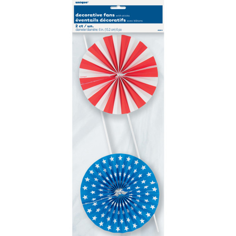 Patriotic Paper Fan Stick Decorations