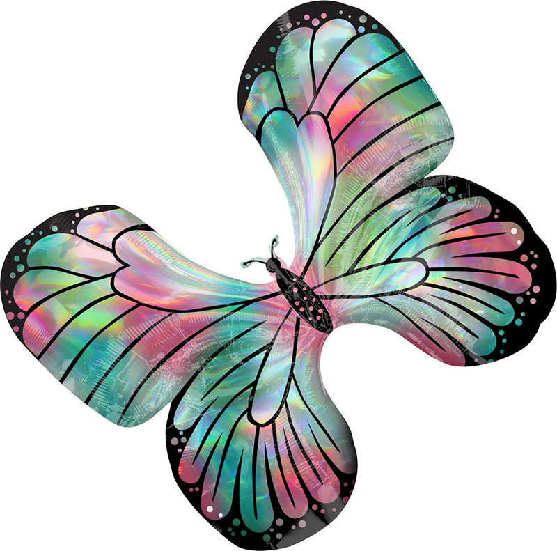 Teal Pink Butterfly 30in.