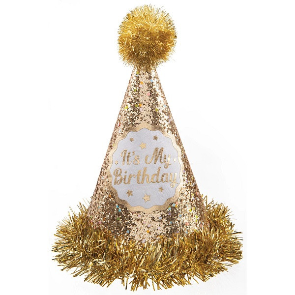 Gold Birthday Cone Hat - Party Time, Inc.