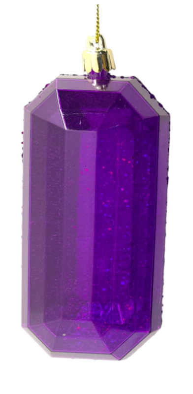 Purple Rectangular Glitter Gem Ornament
