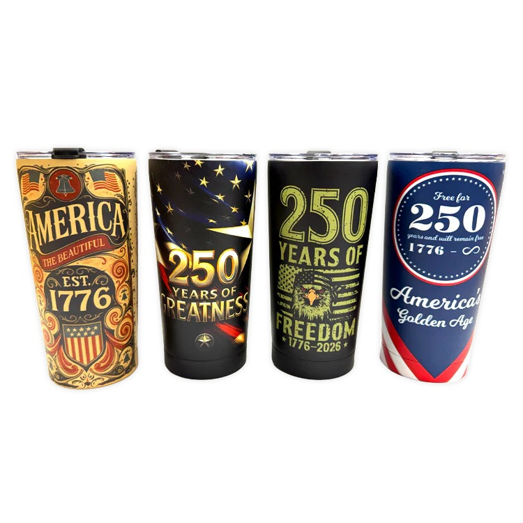 Prime WA ハードボーラー CNCステンレスワイドトリガー ゴールドカップ USA 250 Birthday Double Wall Steel Cup 20oz - Party Time, Inc.