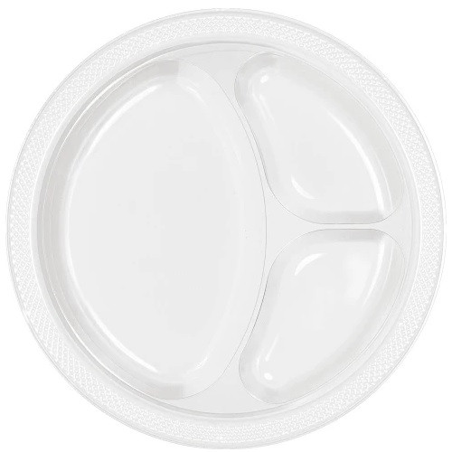 Frosty White Divided Plastic Plates Party Time, Inc.