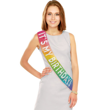 Rainbow Birthday Nylon Sash - Party Time, Inc display picture 2