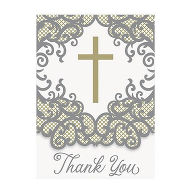 Fancy Gold Cross Thank You Cards - Party Time, Inc.