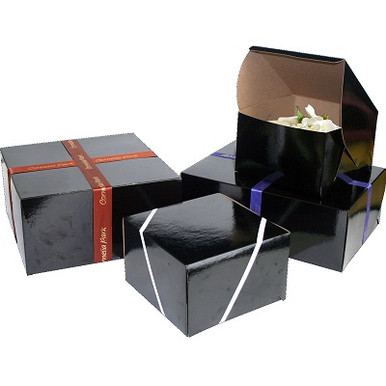 Black Cake Box 8inx8inx5in - Party Time, Inc.