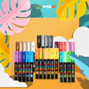 POSCA PC-1M Paint Marker Set arranged artistically with vibrant tropical-themed elements.