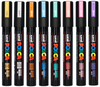 Uniball Assorted set of 8 Uni POSCA PC-5M (PC5M8M) water-based pigment ink markers in 8 metallic colours, uniball, uni posca | PoscART