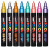 Uniball Assorted set of 8 Uni POSCA PC-5M (PC5M8M) water-based pigment ink markers in 8 metallic colours, uniball, uni posca | PoscART