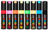 Uniball Assorted set of 8 Uni POSCA PC-8K Chisel Set (PC8K8F) water-based pigment ink markers in 8 Fluorescents colours including pc8k black, uniball, uni posca | PoscART