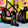 POSCA MOP’R markers standing in front of colourful graffiti backdrop highlighting drips