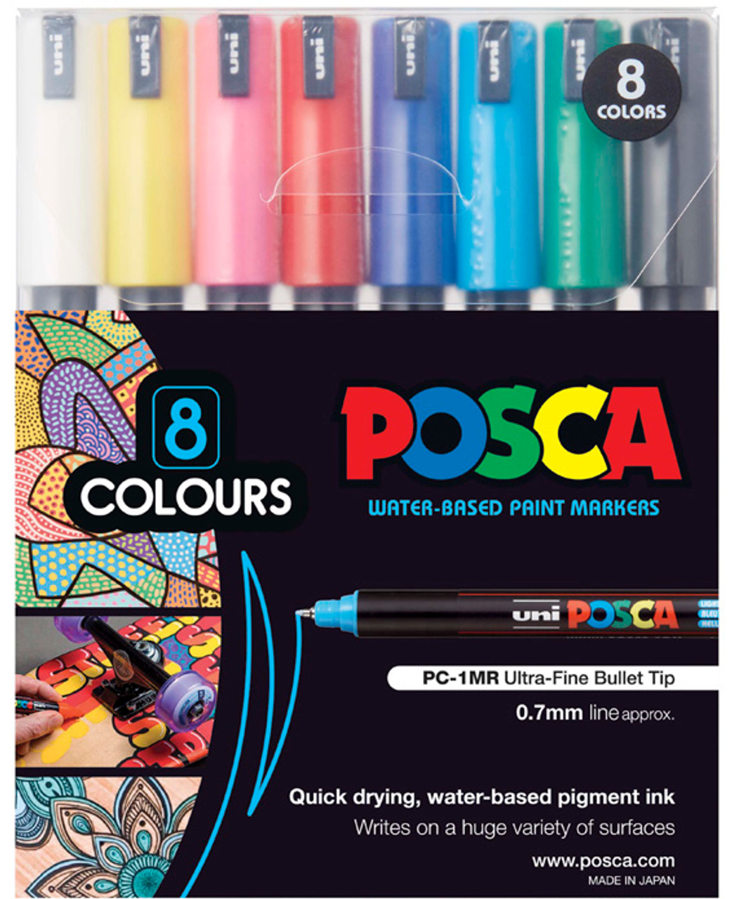 Uniball POSCA PC-1MR Assorted Colours Kit of 8 Paint Marker Pens