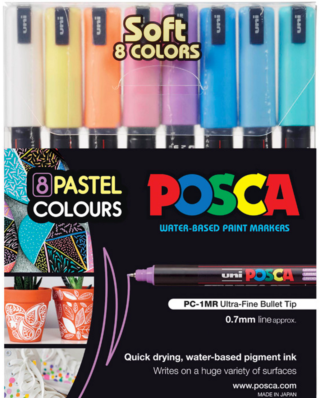 Uniball POSCA PC-1MR Assorted Colours Kit of 8 Paint Marker Pens