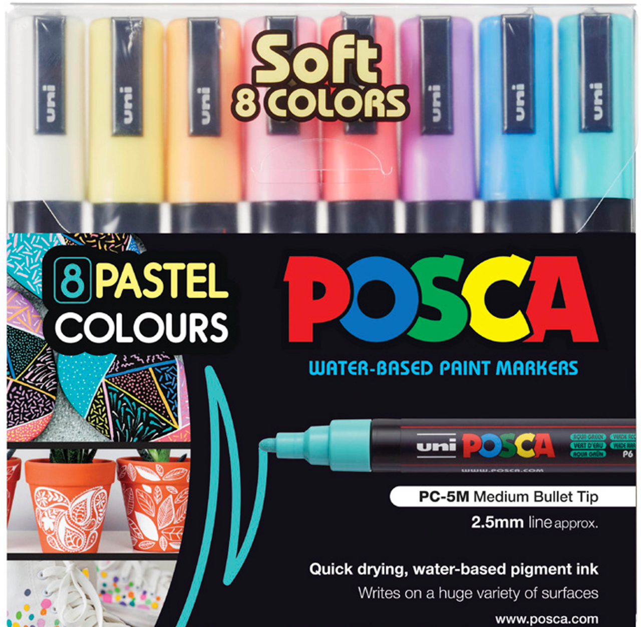 Uniball POSCA PC-5M (PC5MSC8C) Soft Pastel Colours In A Pack Kit