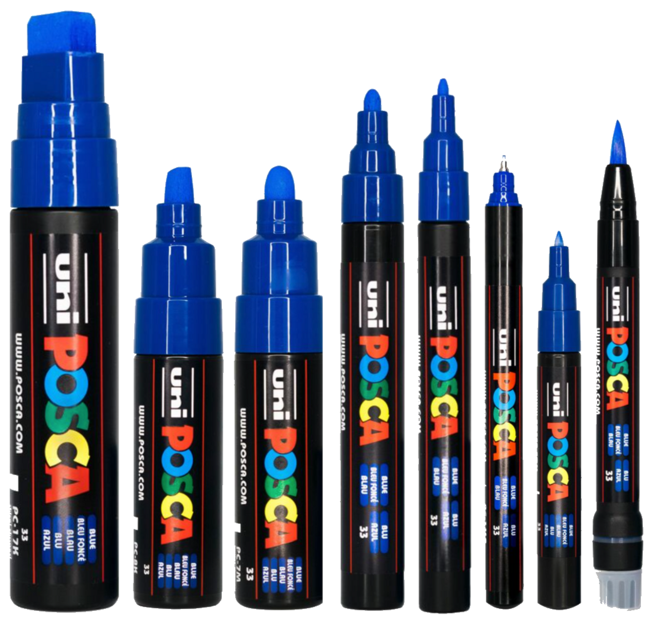 Uni Posca Markers Black Assorted Tip Sizes - Set of 8