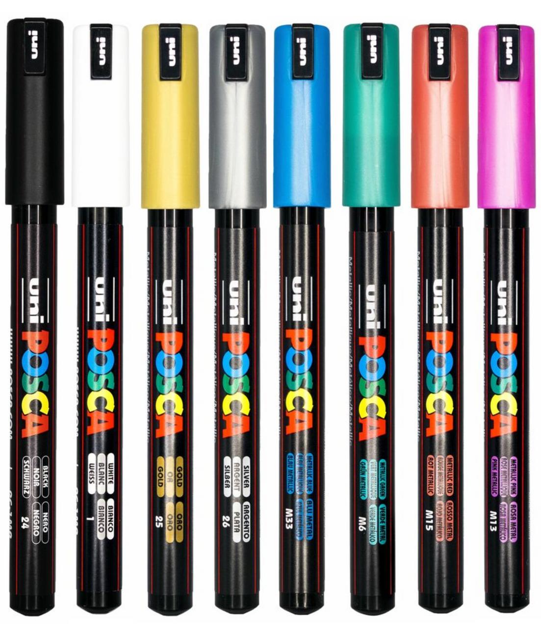 PoscART POSCA PC-1MR Metallic Colours Set Of 8 Paint Marker Pens