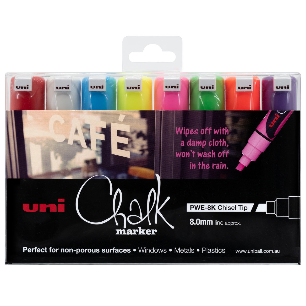 Uni White Bullet Tip Nib 1.8 2.5mm Liquid Chalk Marker Wet Wipe Non  Permanent pack of 3 PWE-5M 