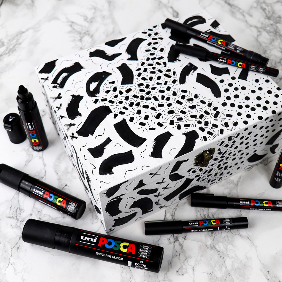 Paint Pens Uni Posca Black Uniball POSCA Black Set Of Tip Sizes