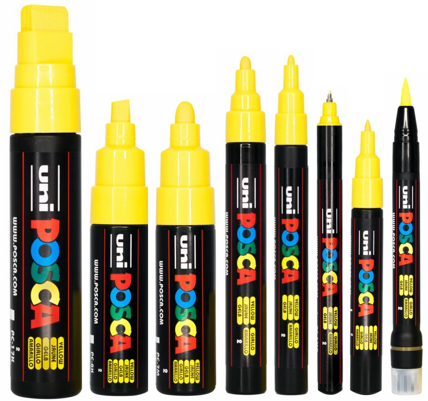 PoscART POSCA Yellow Set Of Tip Sizes Only In Yellow PoscART - Main Image