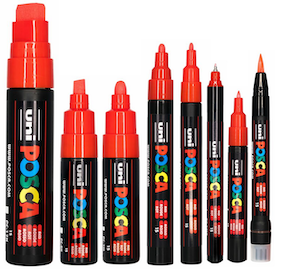 PoscART POSCA Red Set Of Tip Sizes Only In Red PoscART