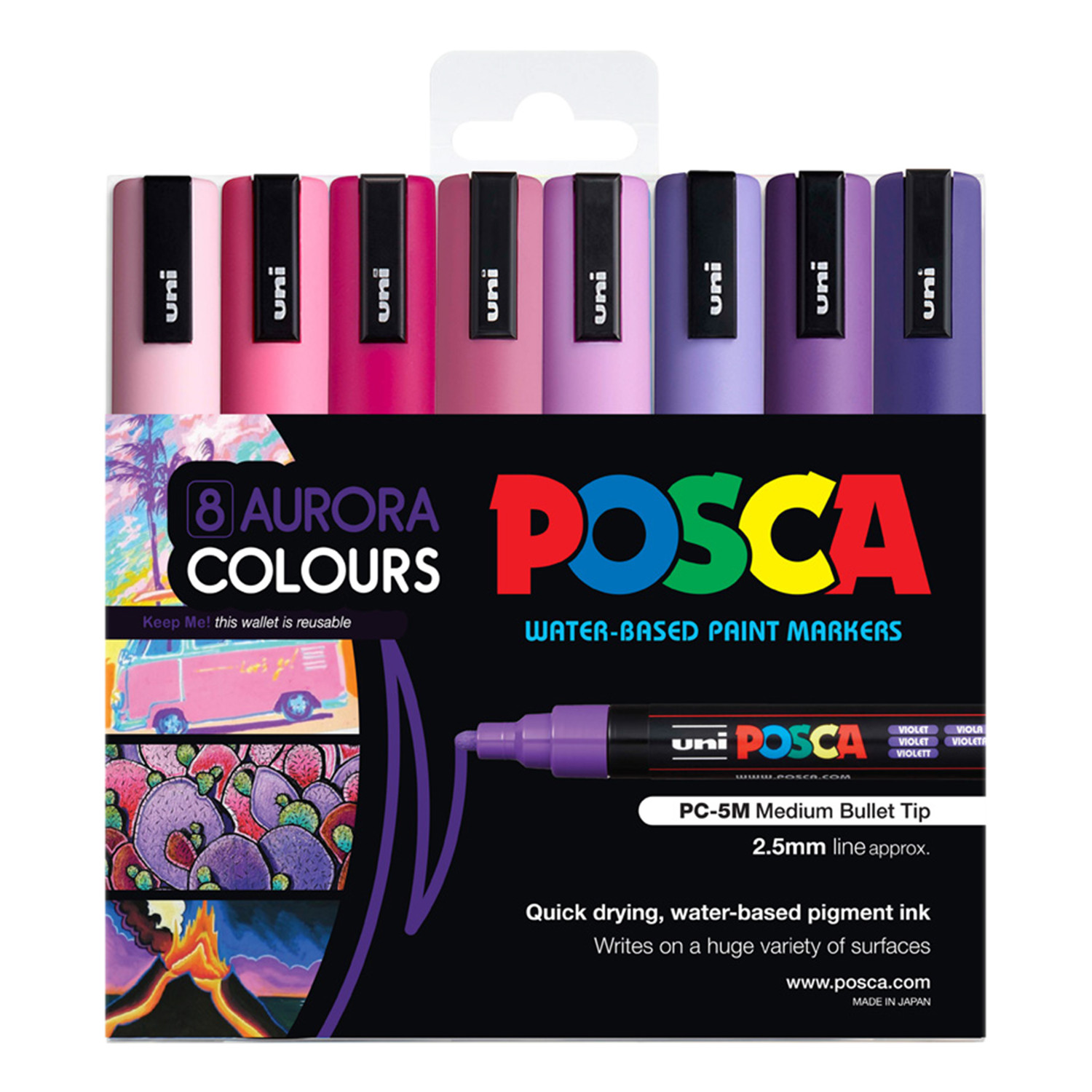 Posca PC-5M Paint Marker Pen Aurora Colours Wlt8 PoscART