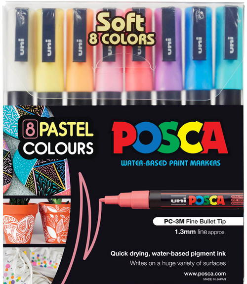 POSCA Medium PC-5M Art Paint Marker Pens Cool Pastel Gift Set of 4 Drawing  Poster Coloring Colouring Markers Glass, Canvas Etc 